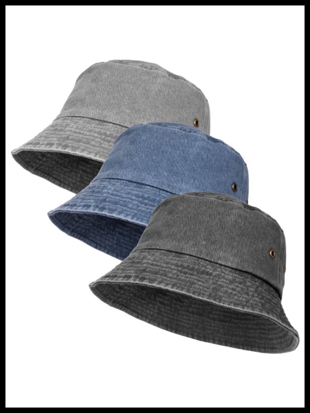 3 Pack Cotton Bucket Hat for Men Women Outdoor Fishing Sun Hat